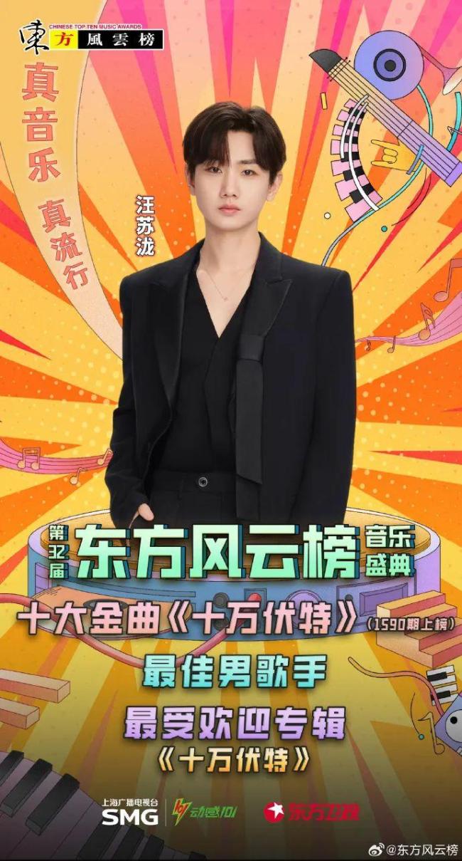 版权之争后 汪苏泷张碧晨首次同台 东方风云榜共获多项大奖